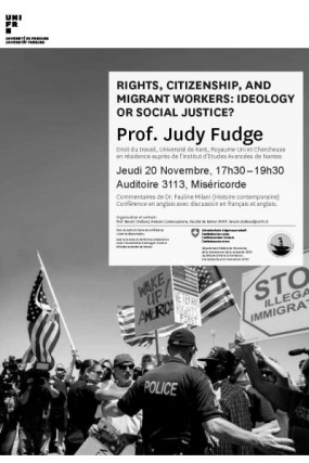 Judy Fudge, Membre résidente de l’Institut en 2014-2015, donnera une conférence à l’Université de Fribourg (Suisse)
